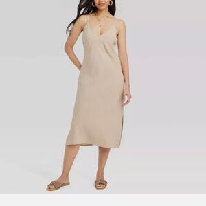Women's A New Day Linen Slip Dress Natural Linen new